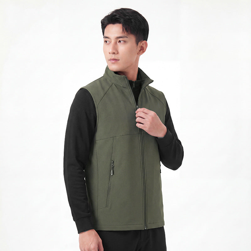 Men's softshell vest with stand-up collar, windproof performance softshell and structured inner side Chichicherry