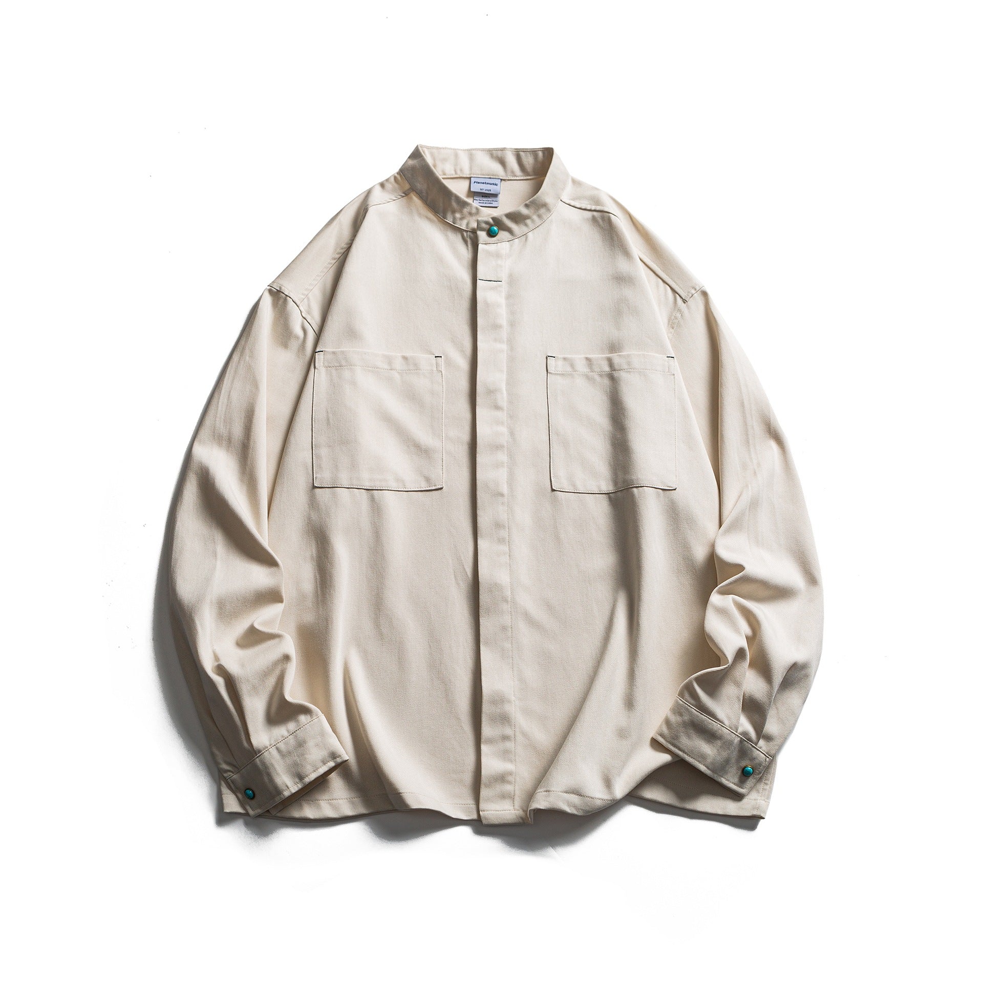 Men's Workwear Overshirt with Stand-up Collar and Hidden Button Placket Chichicherry