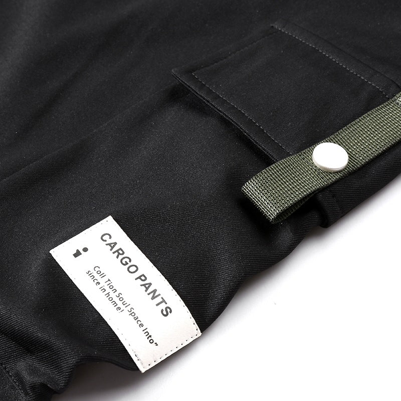 Men's Multifunctional Cargo Jogger Pants with Elastic Tunnel Drawstring Waist, Zippered Side Pockets, and Reinforced Knee Inserts Chichicherry