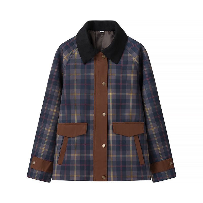 Women's Oversize Check Field Jacket with Wax Finish and Double Closure Chichicherry