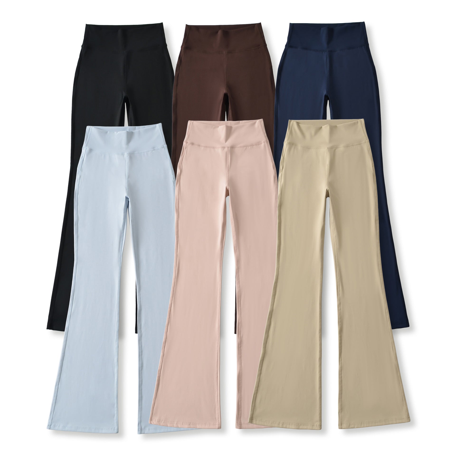 Ladies High-Waisted Flared Yoga Pants with Shaped Waist Chichicherry