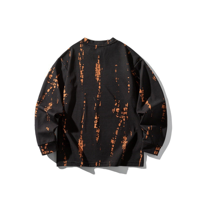 Unisex Oversize-Long Sleeve Shirt with Tie-Dye and Destroyed Effect Chichicherry