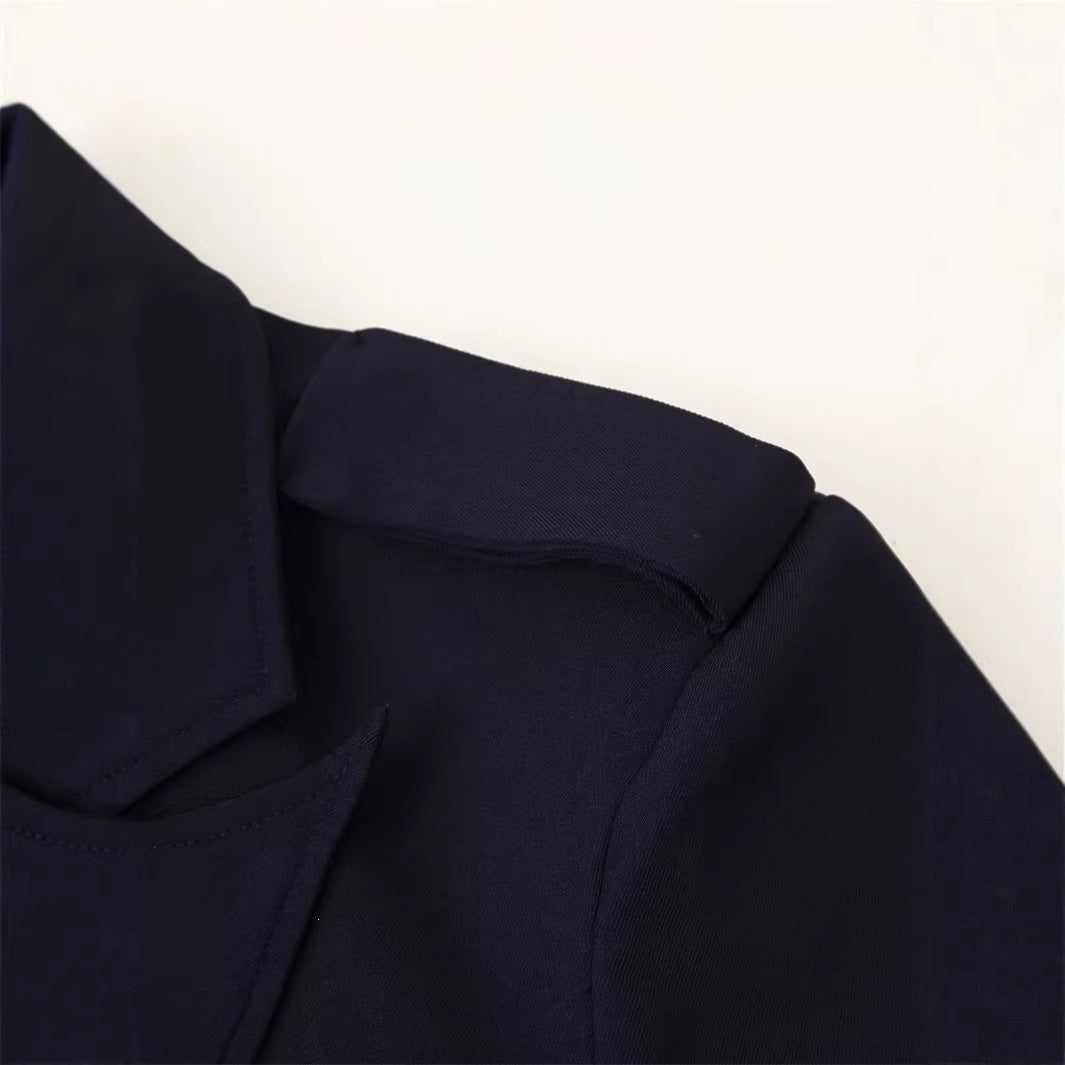 Women Double-breasted Field Blazer with large flap pockets and shoulder epaulets Chichicherry
