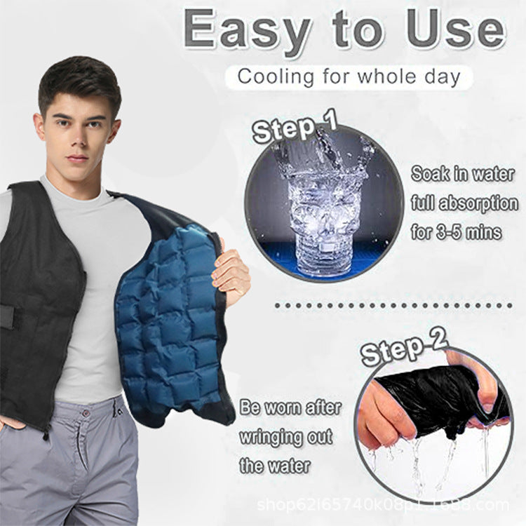 Unisex nan cooling work safety vest with gel cooling packs and adjustable Velcro fasteners Chichicherry