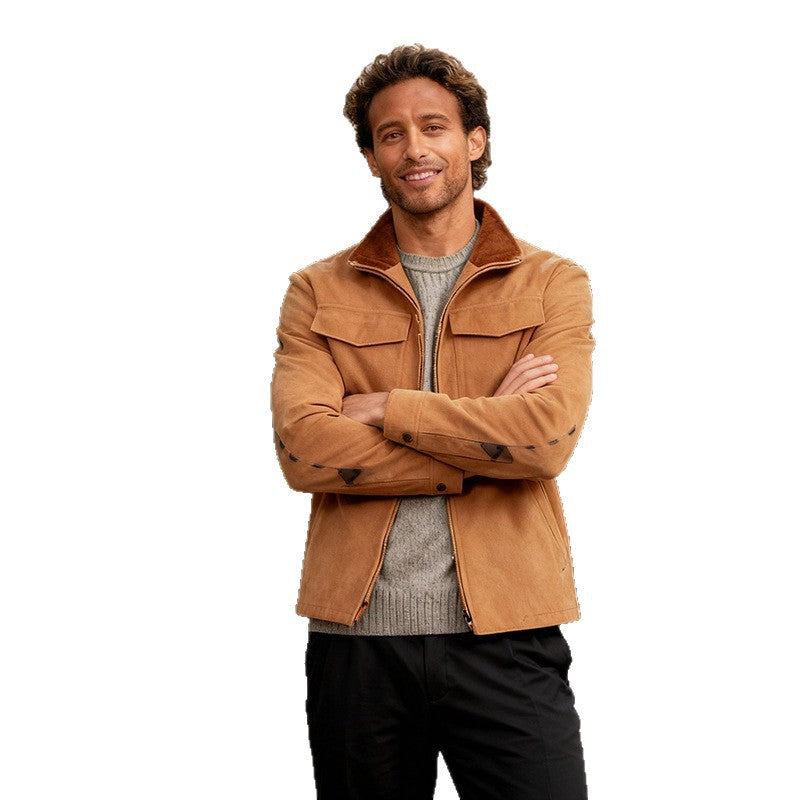 Men's short jacket in overshirt look with two distinctive flap pockets and stand-up collar Chichicherry