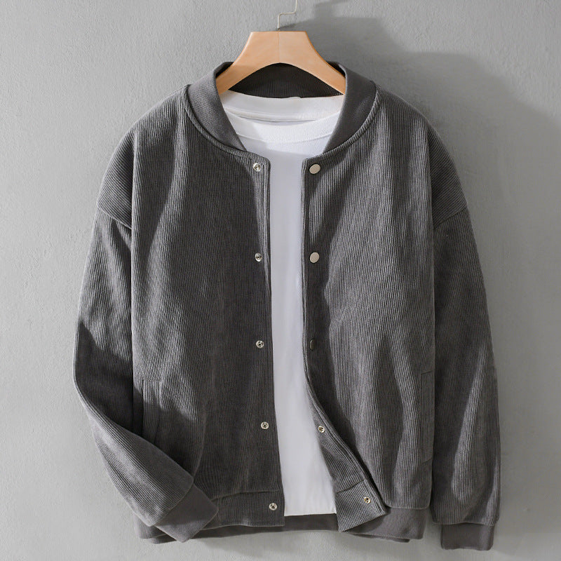 Men's cord college jacket with snap button placket and ribbed cuffs Chichicherry