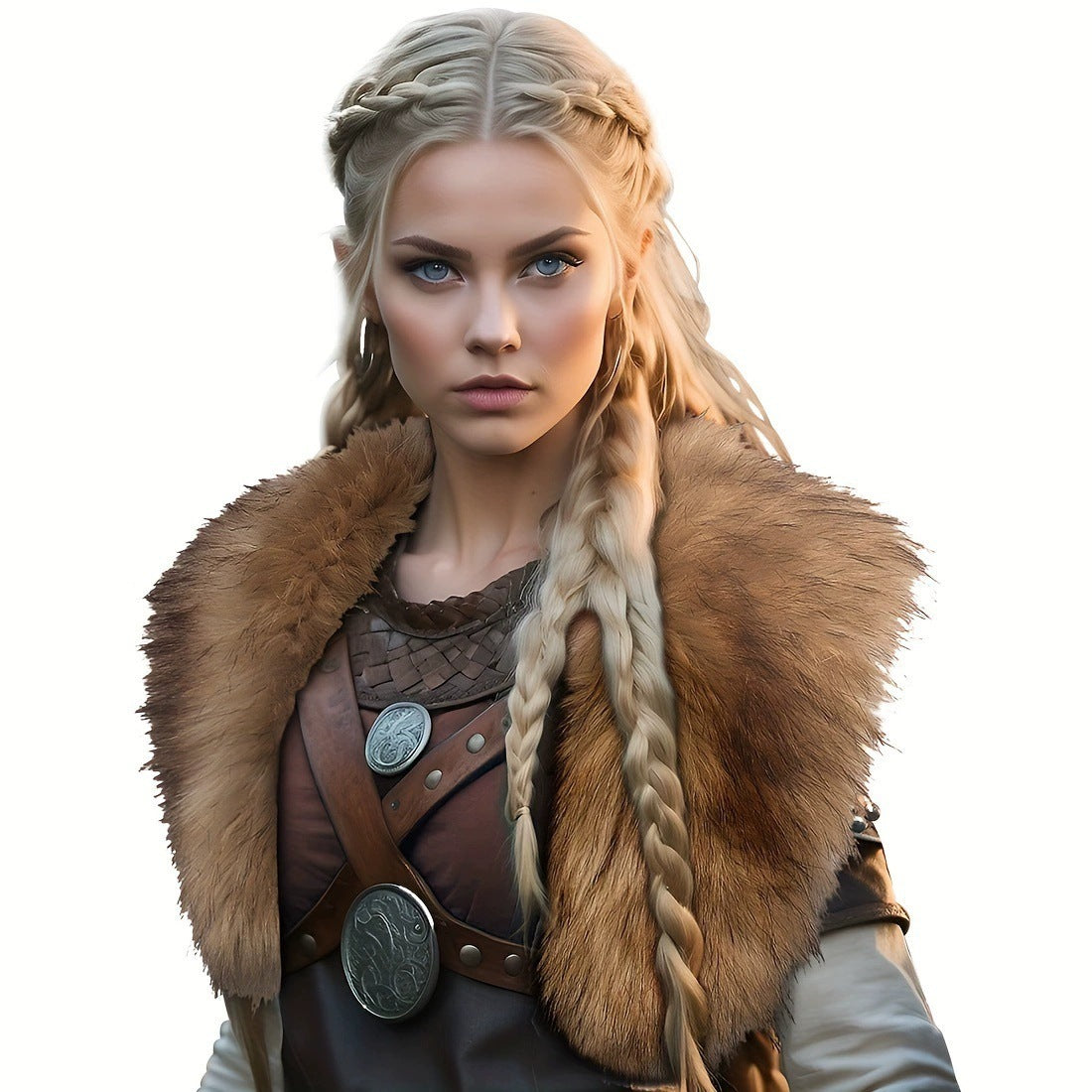 Women's shoulder collar made of faux fur with leather straps and metal fittings Chichicherry