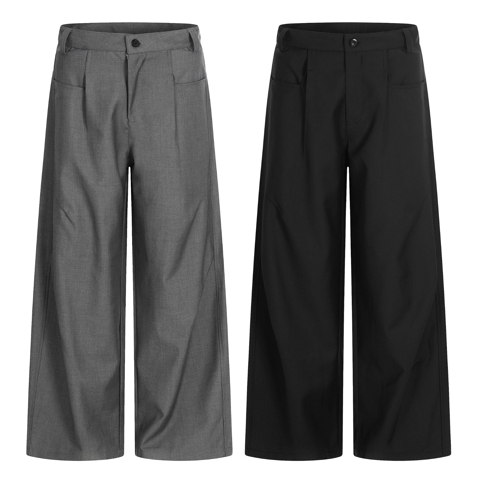 Women's Wide Culotte Pants with Pleats, High Waist and Patch Pockets Chichicherry
