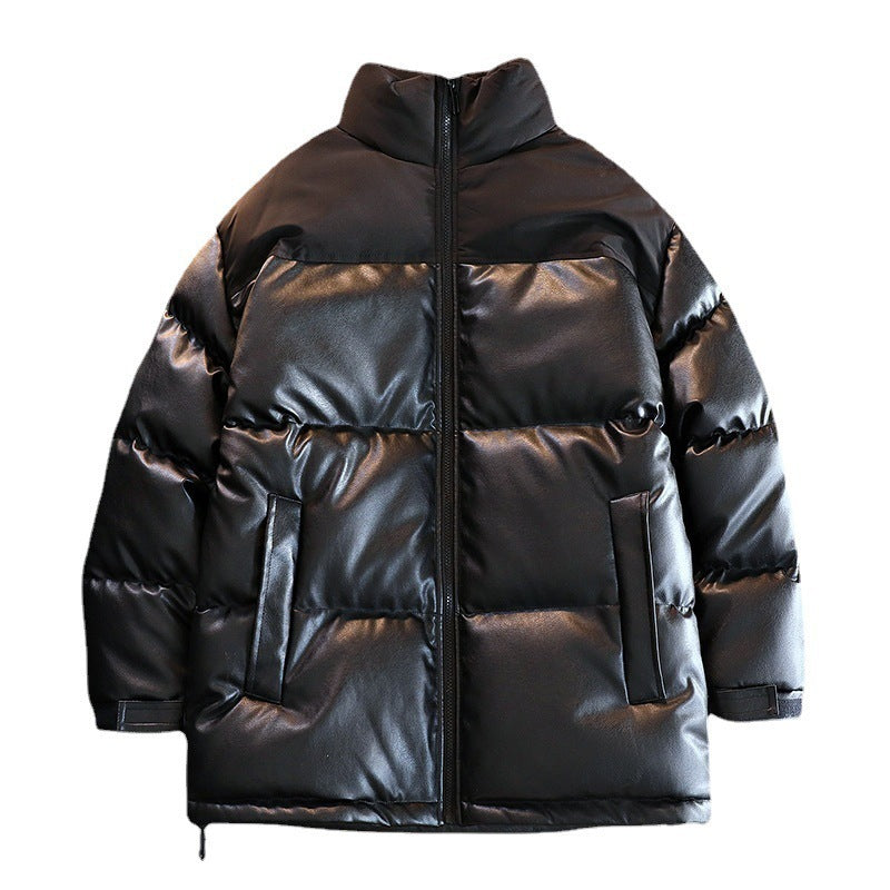 Unisex Padded Oversize Quilted Jacket with Stand-up Collar and Concealed Zipper Chichicherry