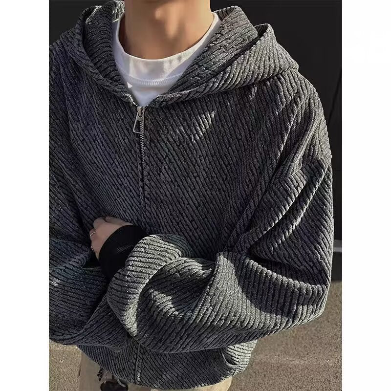 Unisex Oversized Strick-Kapuzenjacke mit Allover-Strukturmuster und Eingrifftaschen Chichicherry