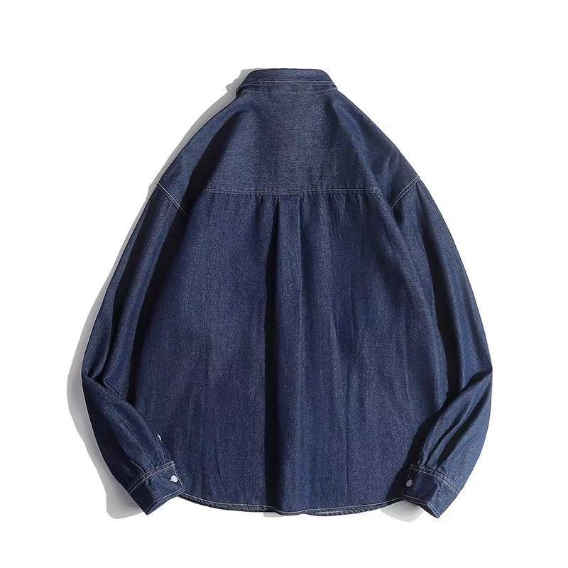 Unisex Boxy Denim Overshirt with patch chest pockets and rounded hem Chichicherry