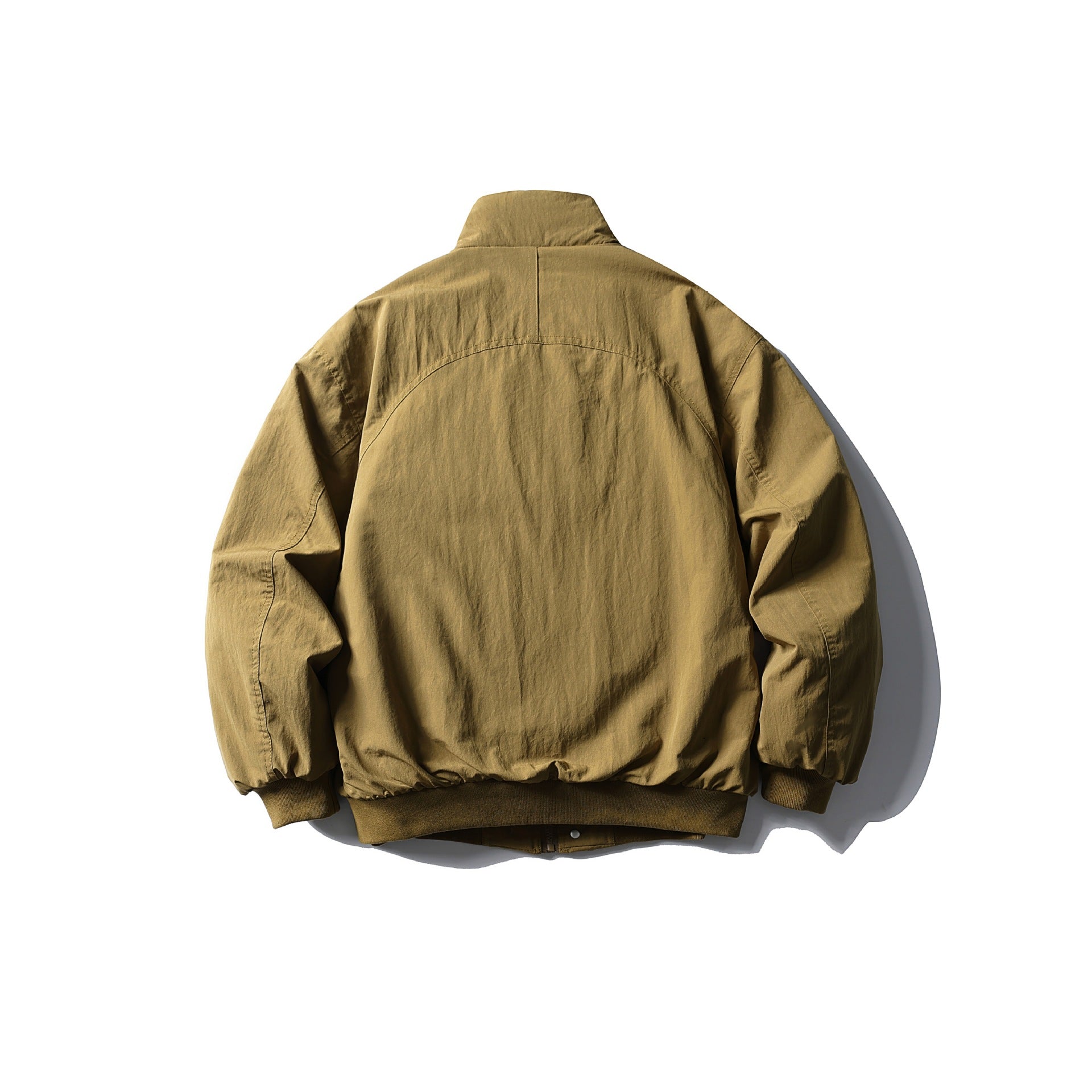 Men's Boxy Utility Bomber Jacket with High Stand-Up Collar, Concealed Front Placket and Zip Chest Pocket Chichicherry