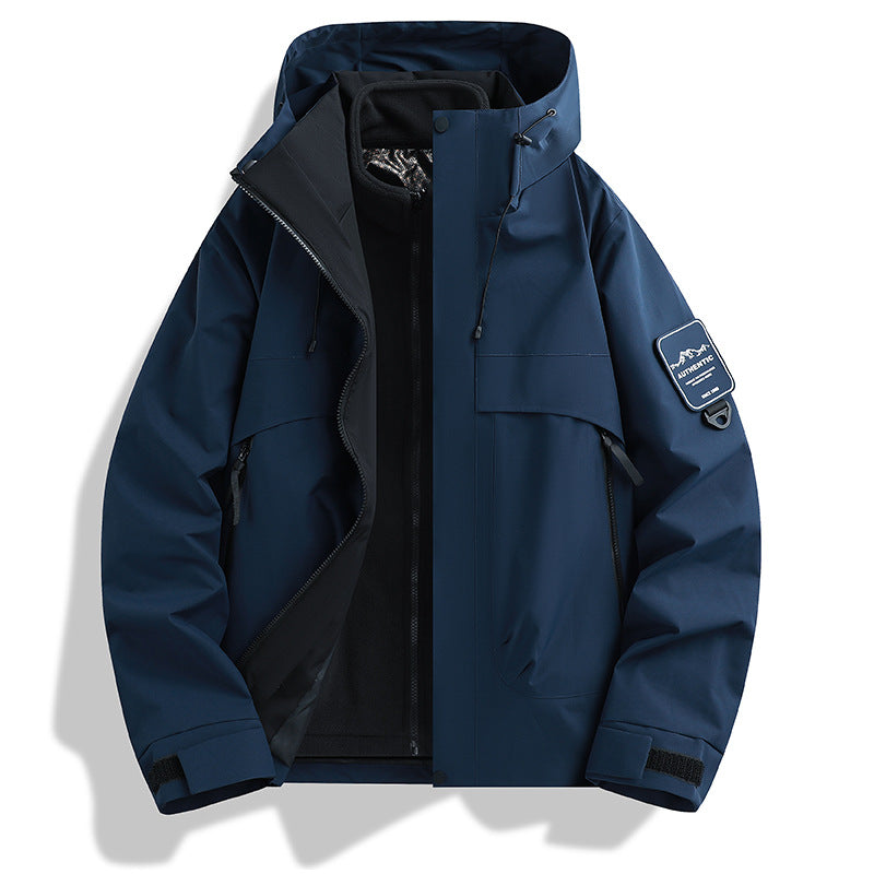 Men's modular waterproof outdoor jacket with removable fleece inner jacket and adjustable hood Chichicherry