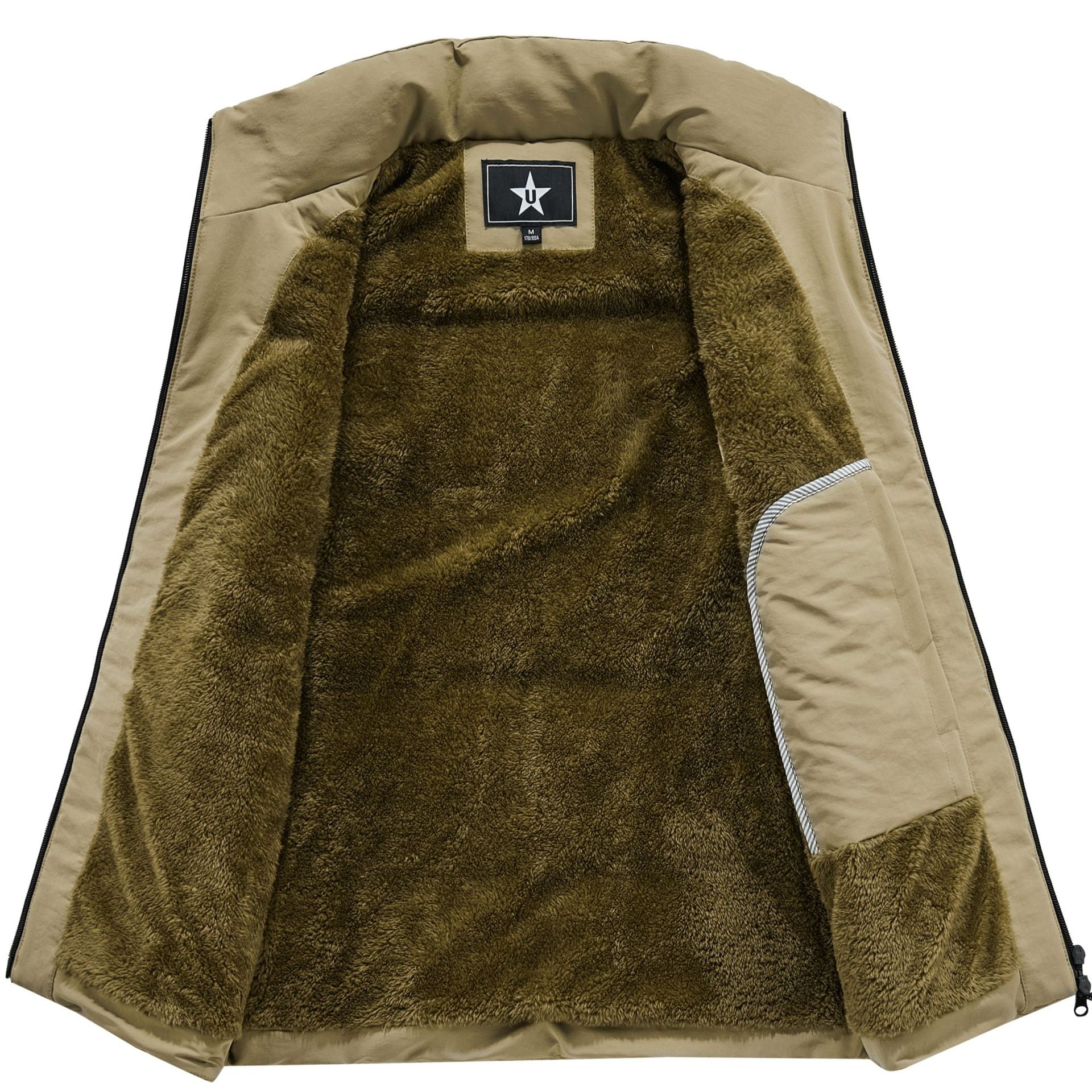 Men's Sleeveless Utility Padded Vest with Teddy Lining and High Collar Chichicherry