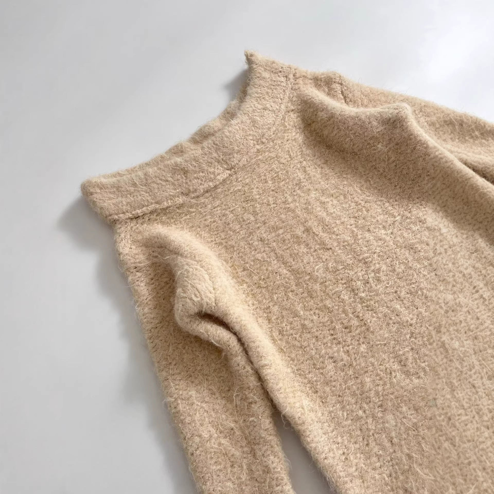 Women's Fuzzy Knit Sweater with Off-the-Shoulder Neckline and Lace Trim Chichicherry