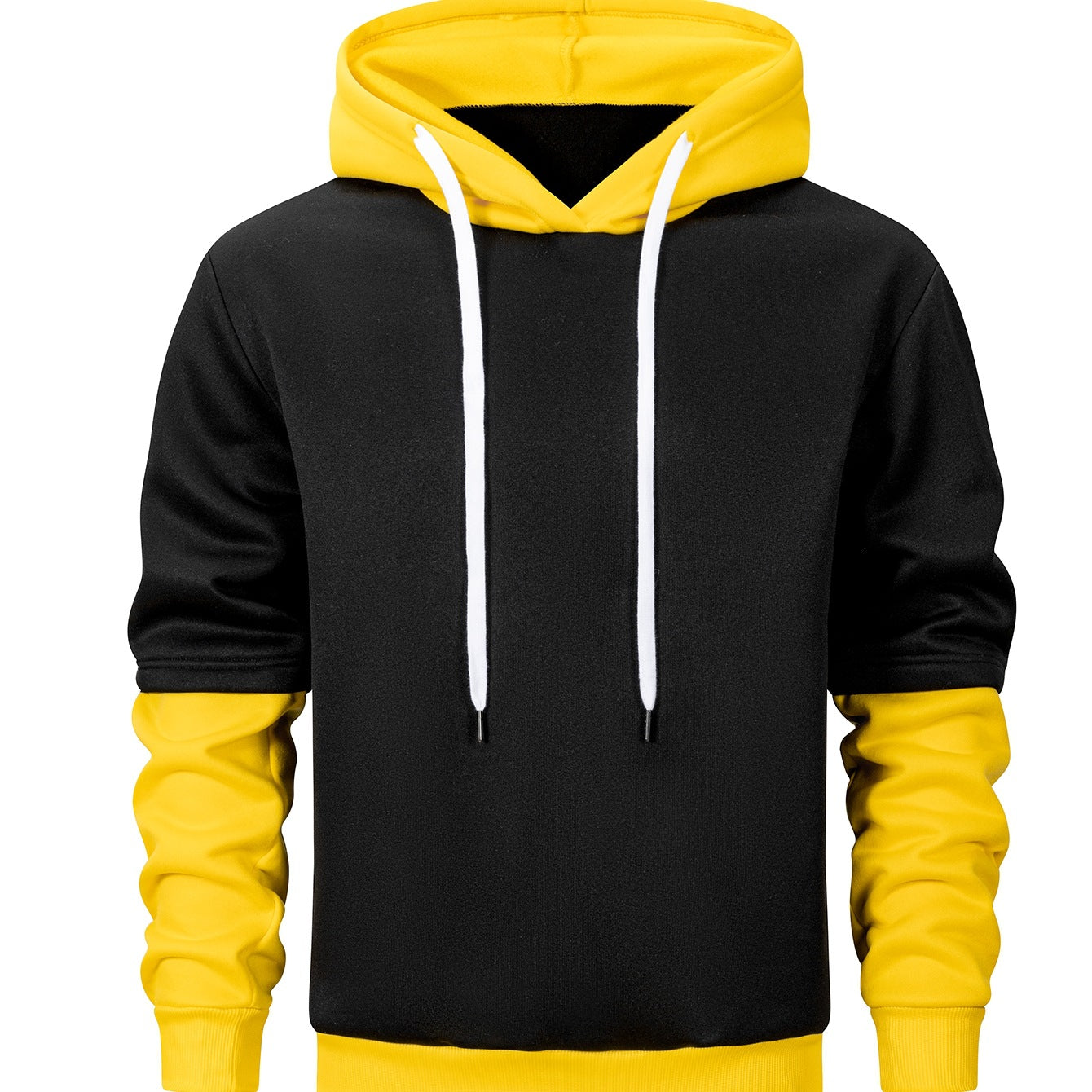 Men's hooded sweatshirt in layered look with contrast hood and drawstring Chichicherry