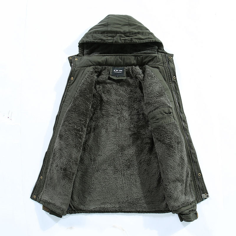 Men's thermal parka made of durable canvas with teddy fleece lining, hood and arm pocket Chichicherry