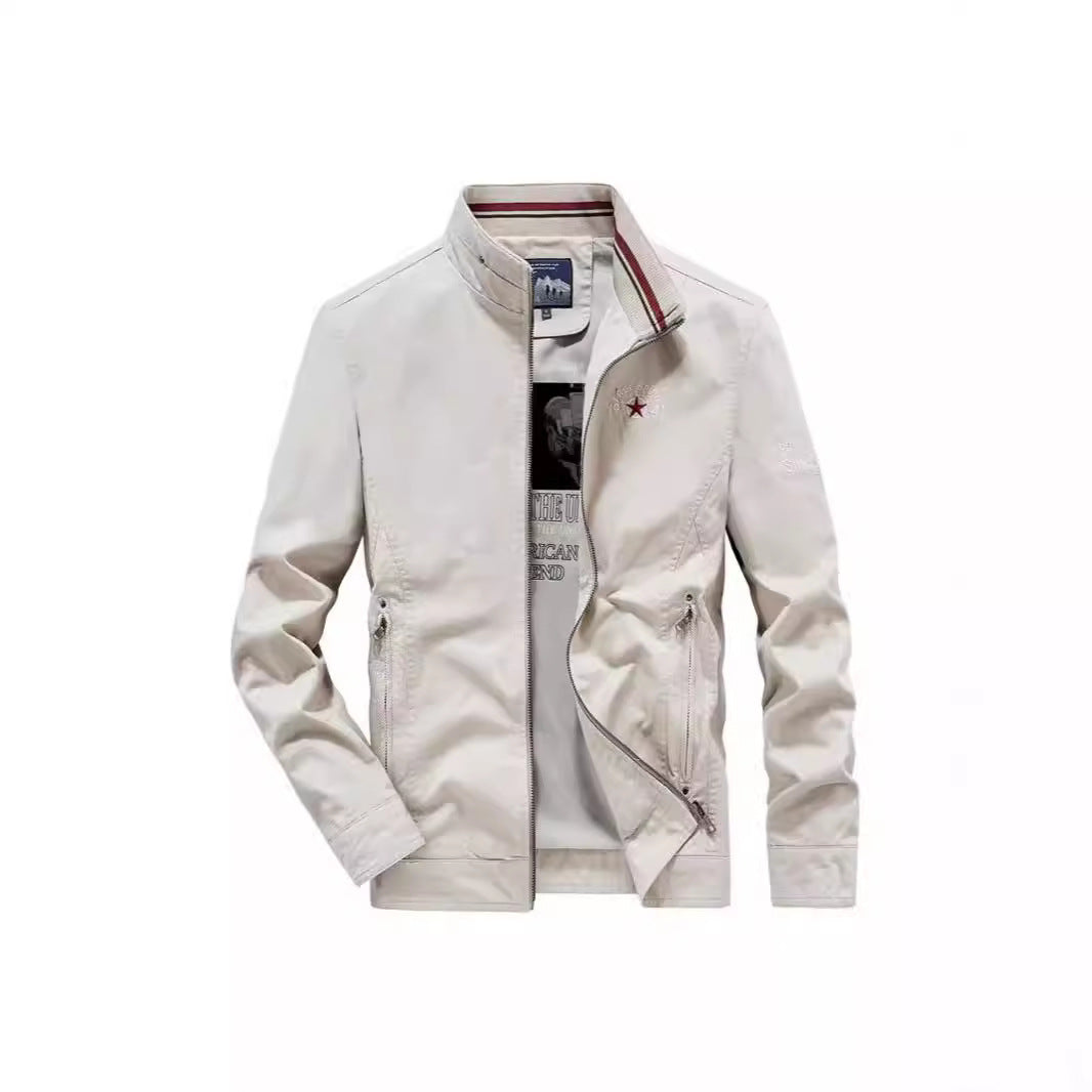 Men's Lightweight Transition Jacket with Stand Collar, Front Zipper and Inner Graphic Chichicherry