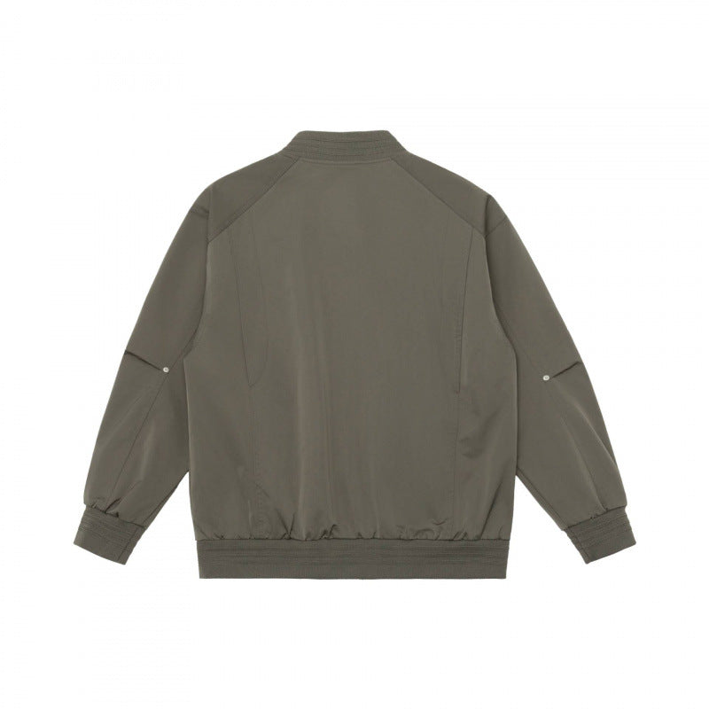 Unisex Lightweight Boxy Bomber Jacket with Raglan Sleeves and Ribbed Cuffs Chichicherry