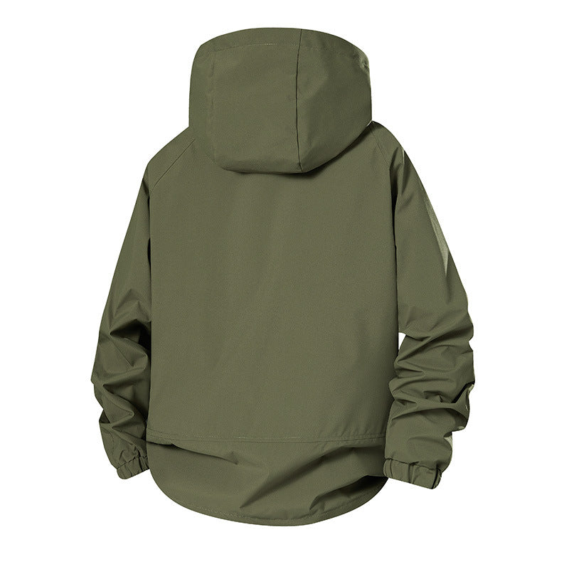 Herren Leichte wasserdichte Funktionsjacke mit Kapuze, Multitaschen und Raglanärmeln Chichicherry
