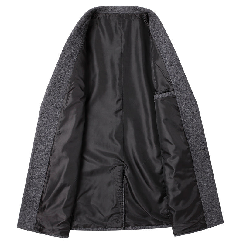 Men Tailored Wool Blend Coat with Notch Lapel and Two-Button Closure Chichicherry