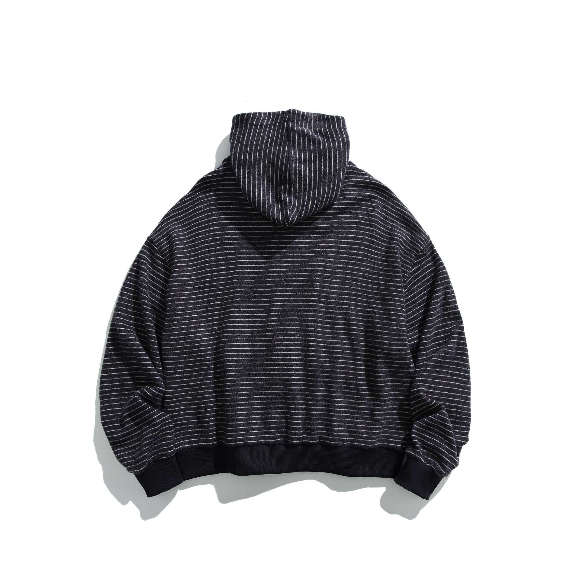 Unisex Striped Hoodie with Full Zip and Ribbed Cuffs Chichicherry