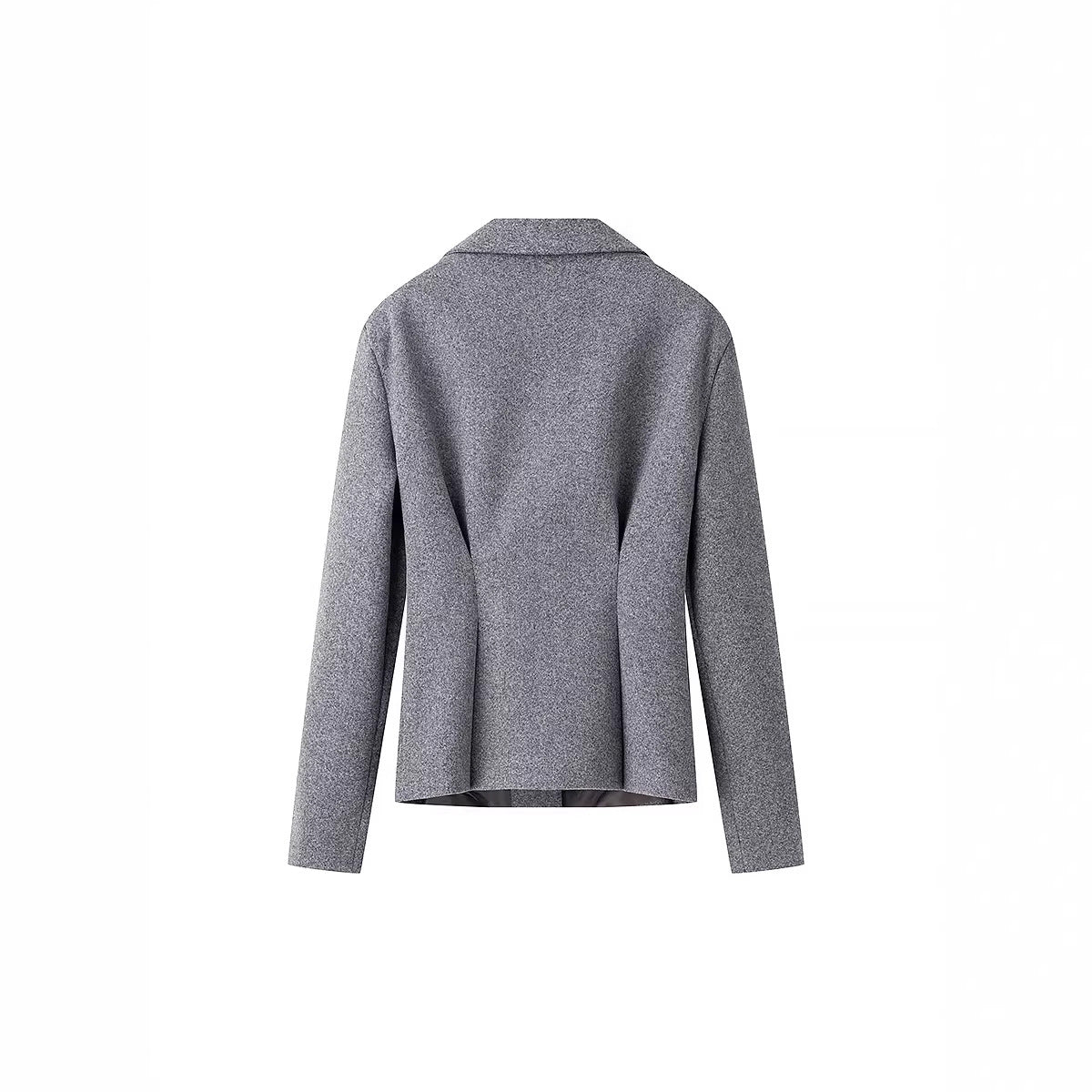 Women's Elegant Wool Blend Suit with Fitted Short Blazer and Flared Midi Skirt Chichicherry
