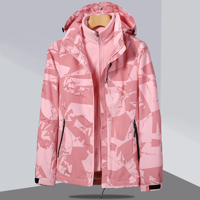 Women's two-layer softshell jacket with removable fleece inner jacket and hood Chichicherry