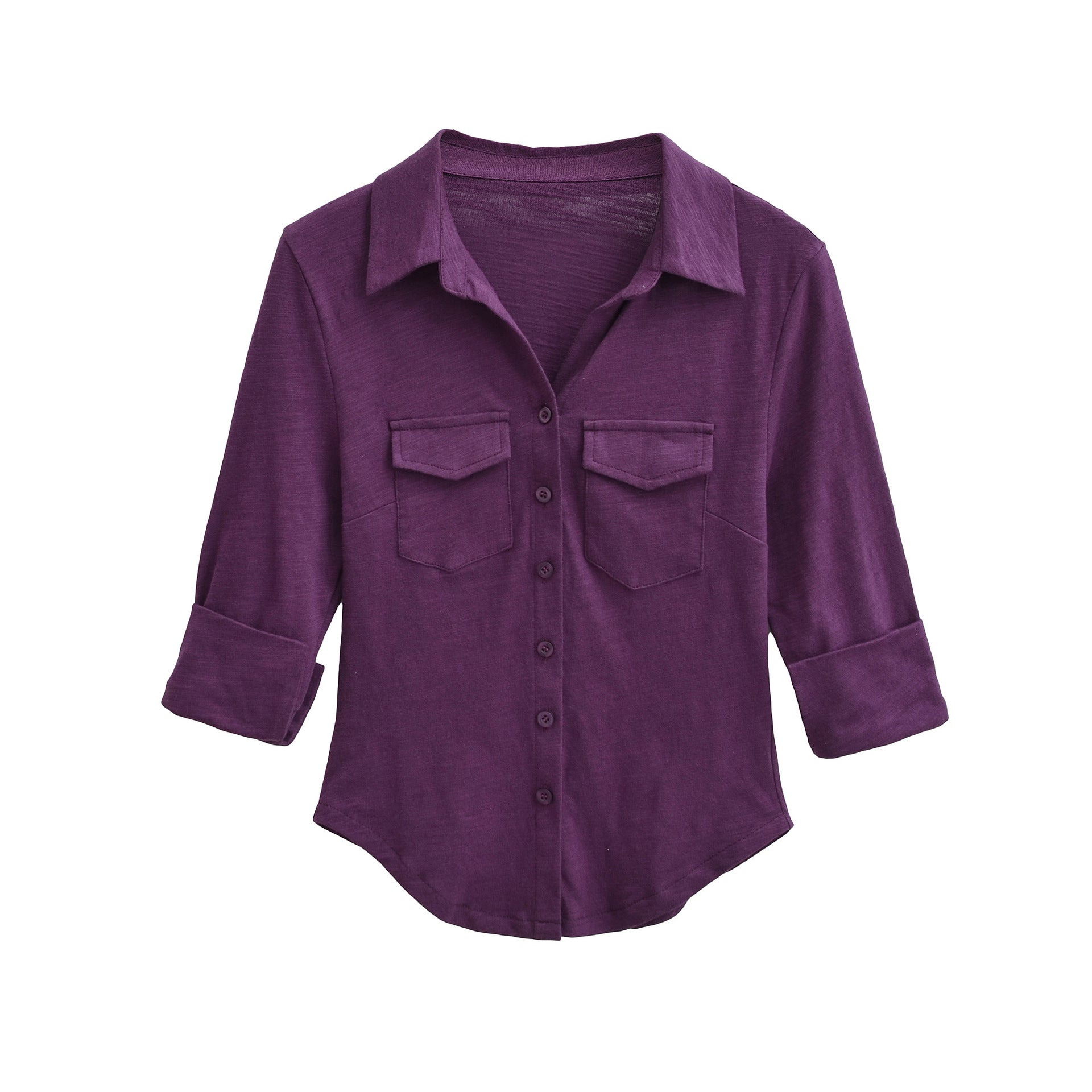 Women’s blouse shirt made of soft jersey with patch breast pockets and three-quarter sleeves Chichicherry