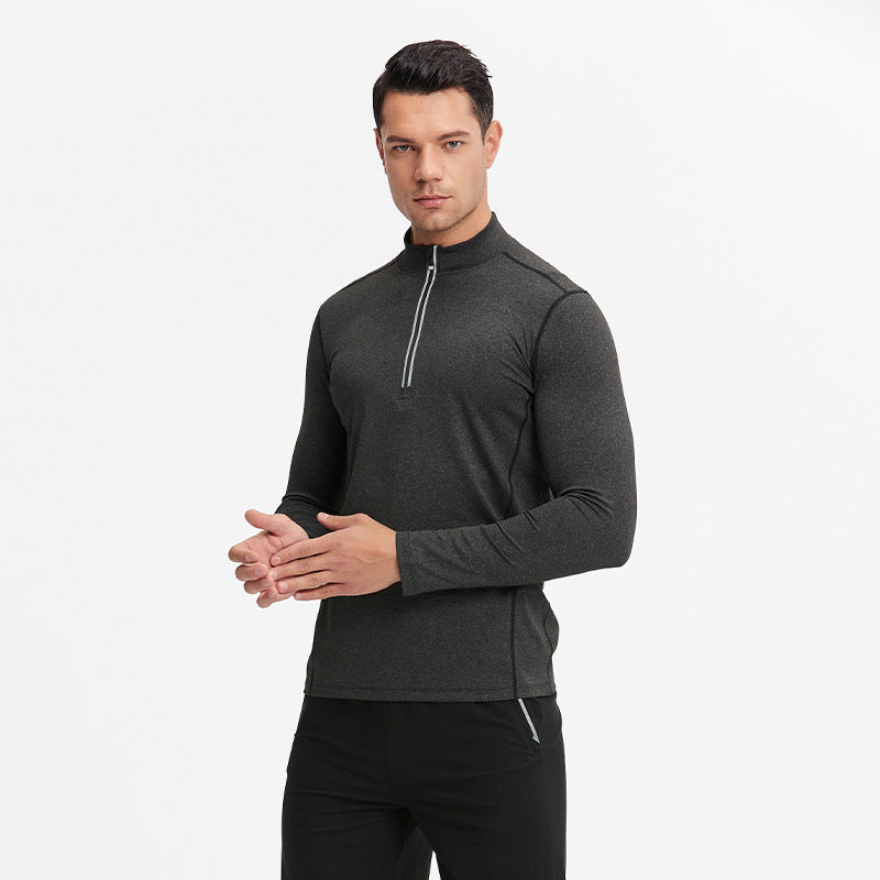 Men's long sleeve training shirt with half zipper and breathable functional material Chichicherry
