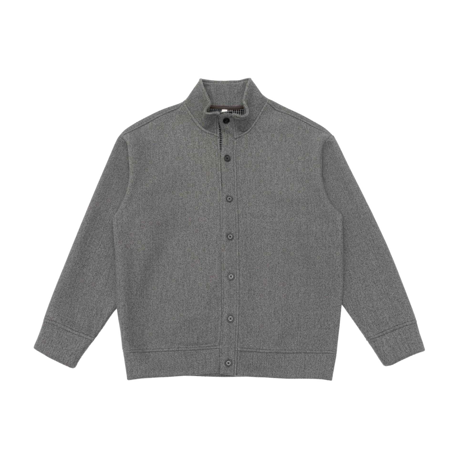 Men's wool blend jacket with stand-up collar and full button placket Chichicherry