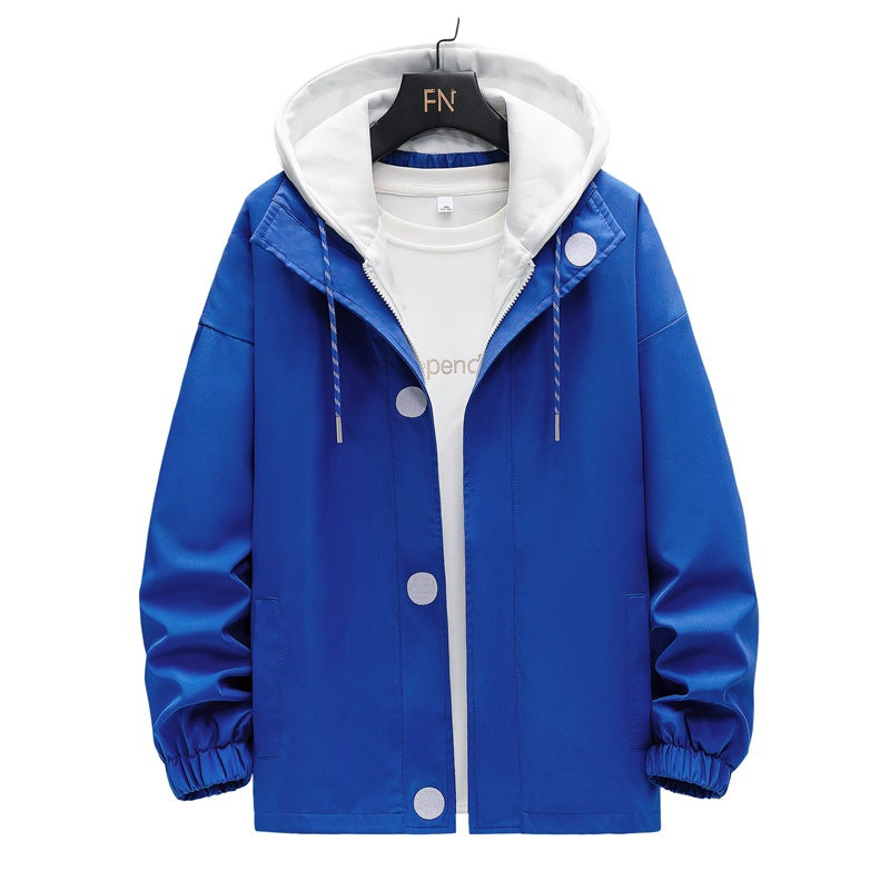 Men's two-layer hooded overlay jacket with contrasting inner hood and elastic cuffs Chichicherry