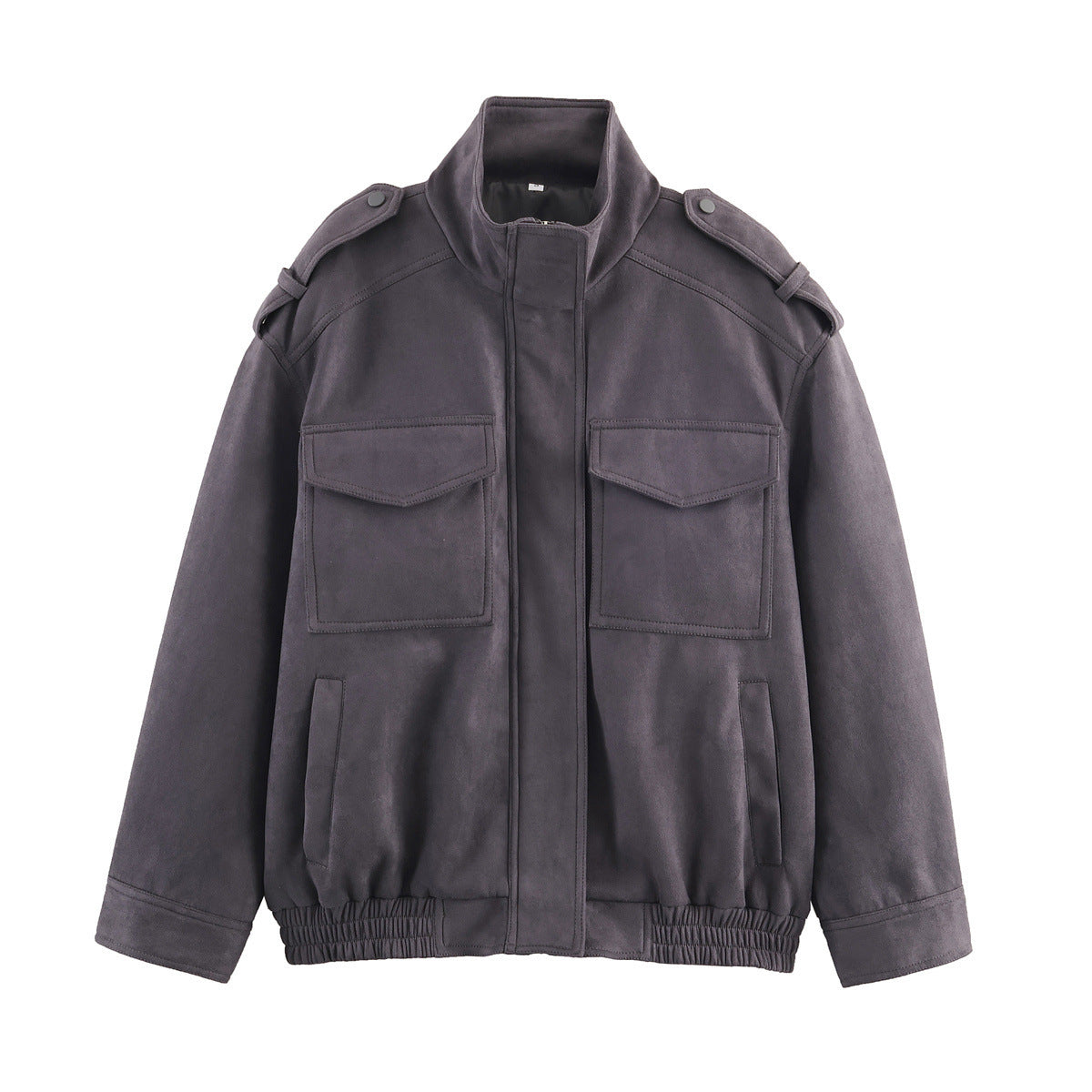 Women's utility field jacket with stand-up collar, epaulettes, and elastic hem Chichicherry