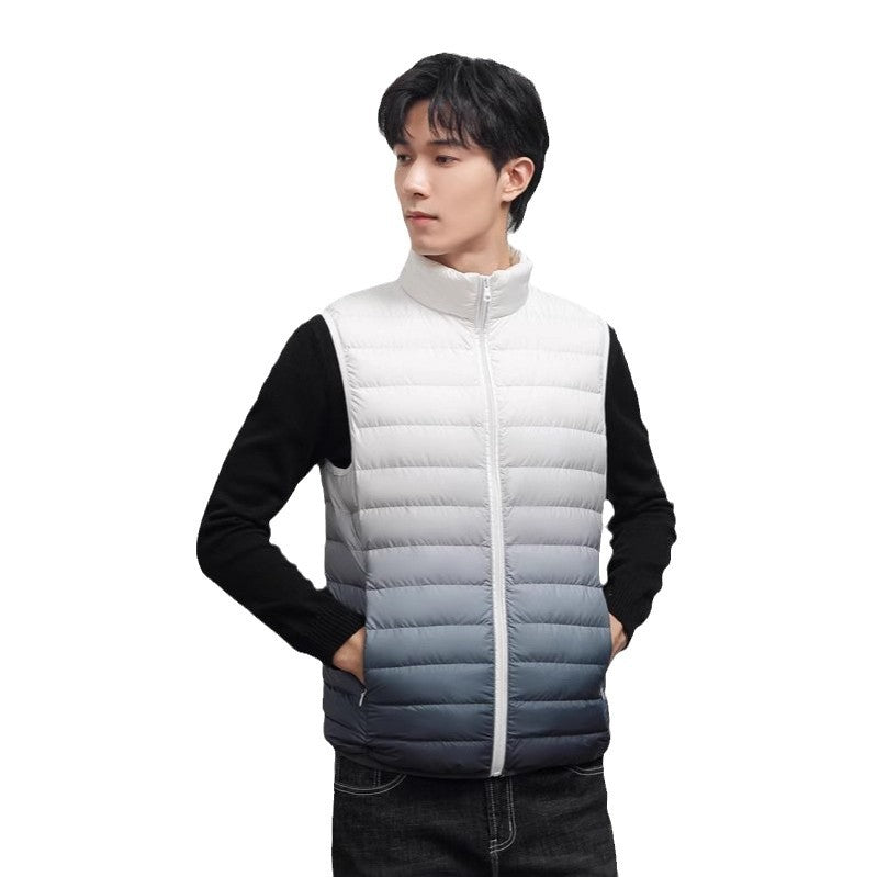 Men's lightweight quilted thermal vest with stand-up collar and ombré quilting Chichicherry