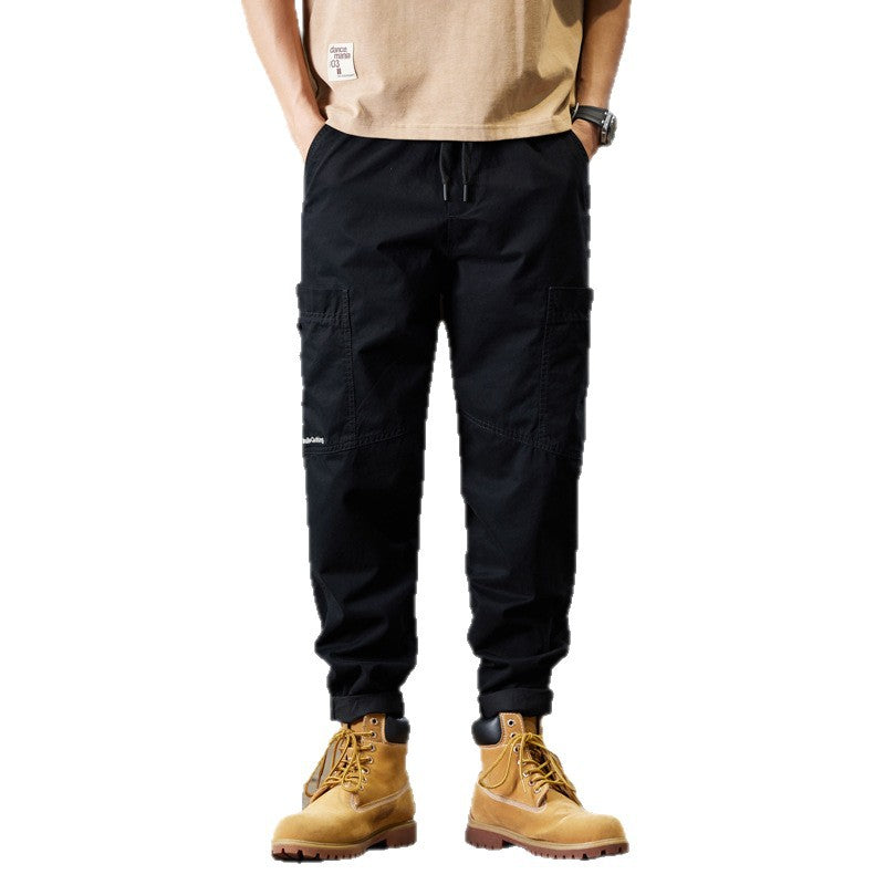 Men's cotton twill jogger pants in tapered fit with drawstring and rolled hem Chichicherry