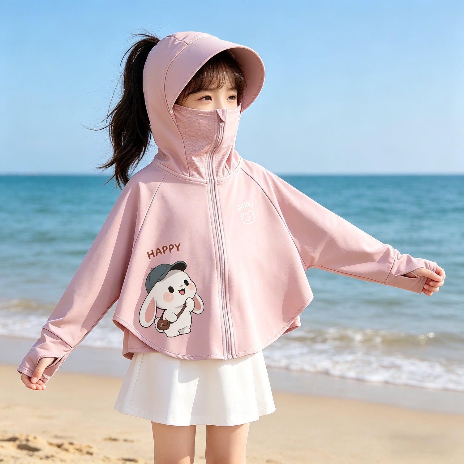 Women's lightweight UV protection sun jacket with hood and thumbholes for girls Chichicherry