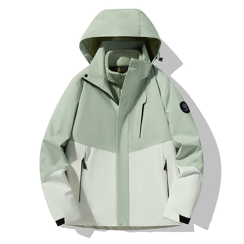 Men's three-layer breathable softshell trekking jacket with integrated fleece collar and adjustable hood Chichicherry