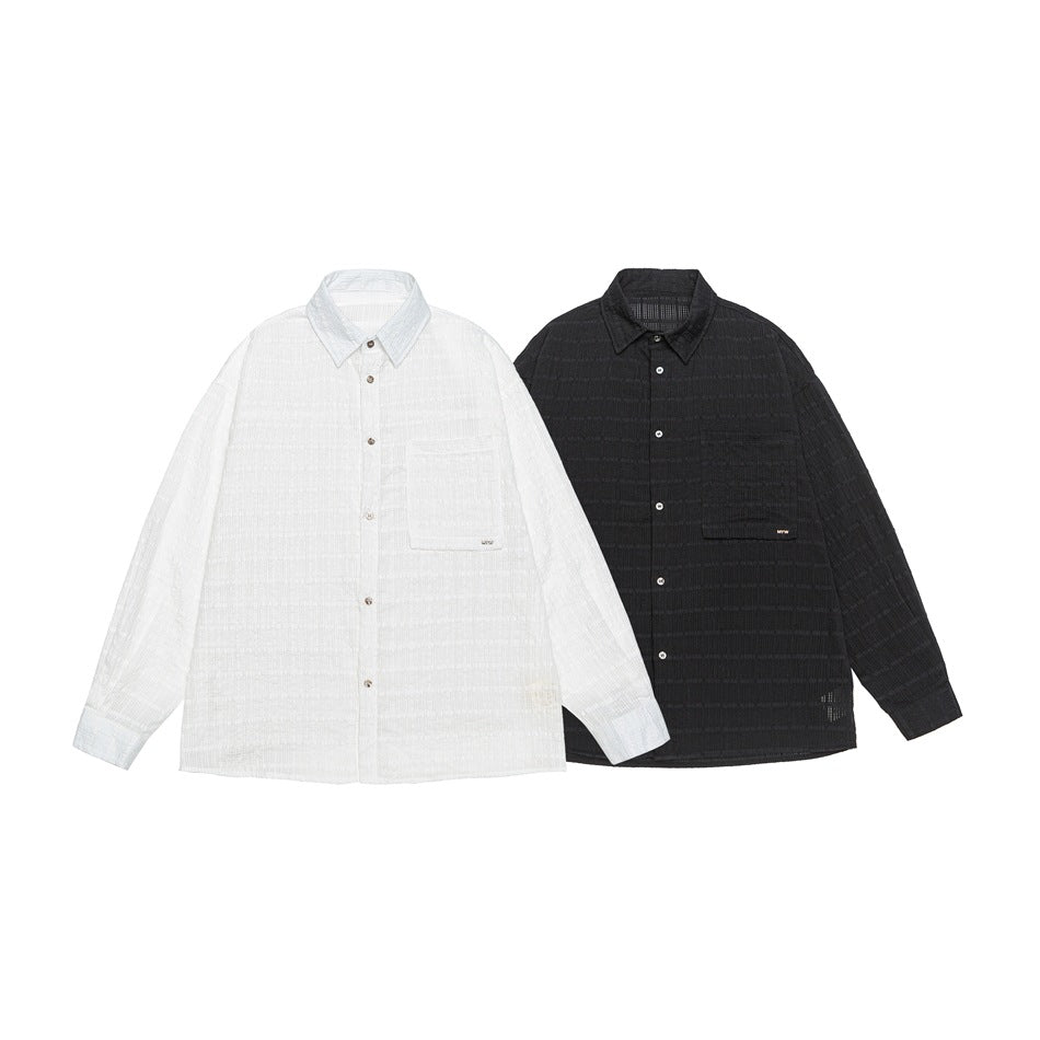 Men's Oversized Cotton-Linen Gauze Shirt with Chest Pocket and Kent Collar Chichicherry