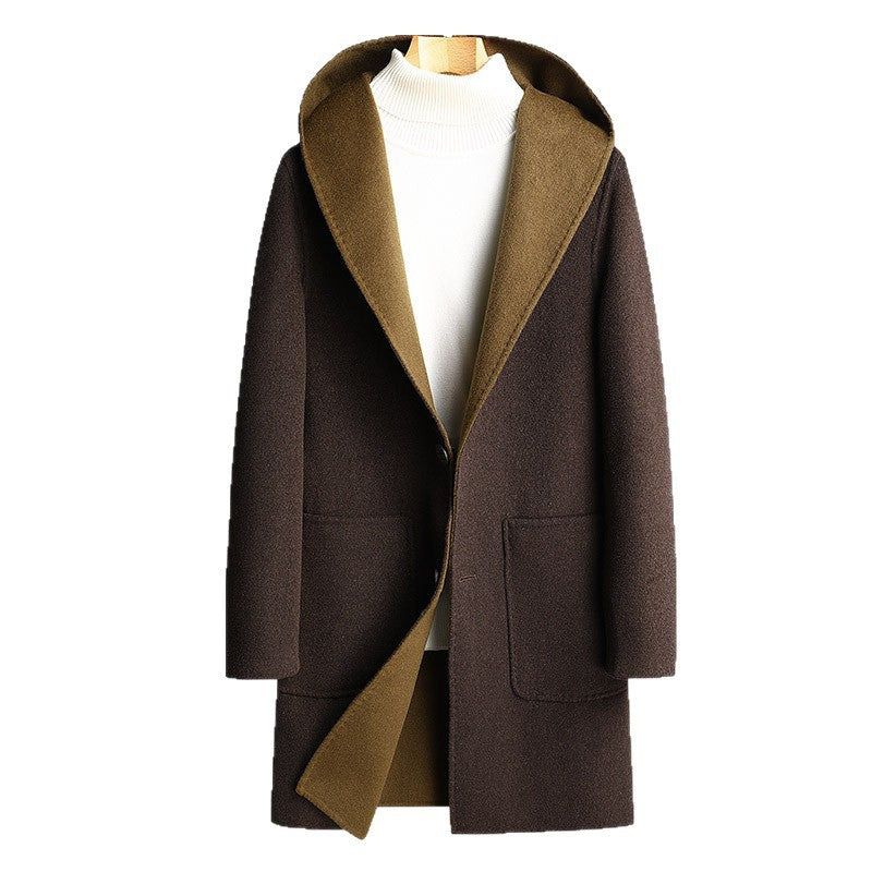 Men's Reversible Wool Coat with Hood Chichicherry