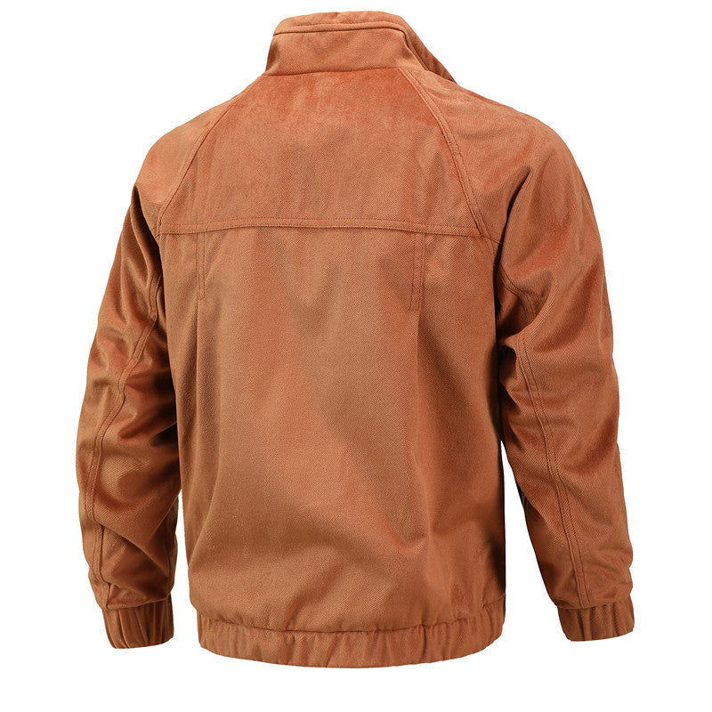 Men's Lightweight Urban Bomber with Stand Collar, Zip Arm Pocket, and Ribbed Cuffs Chichicherry