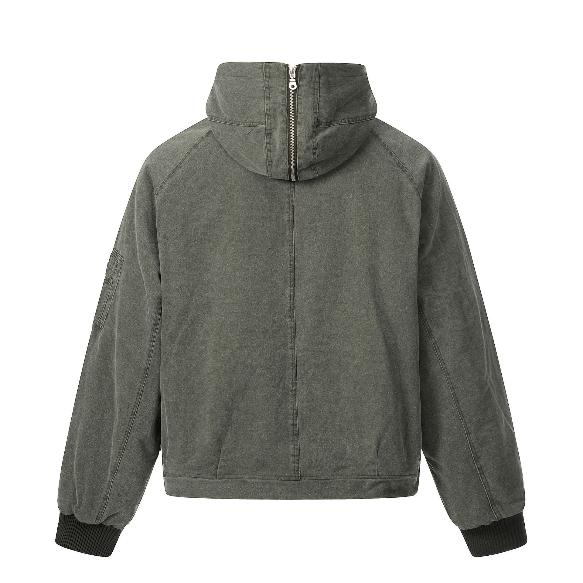 Men's short jacket in utility look with high stand-up collar and hood Chichicherry