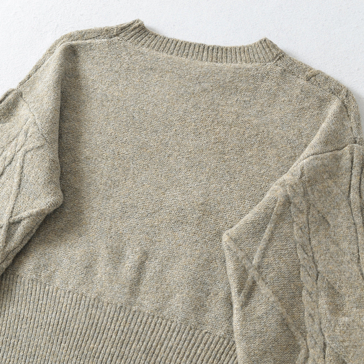 Women's Short Cable Knit Sweater with Fitted Ribbed Cuffs Chichicherry