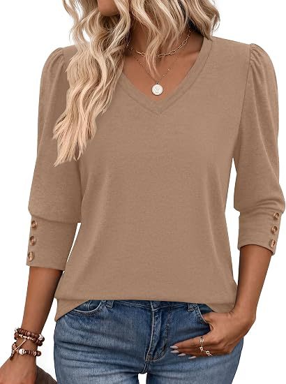 Women Leopard Print V-Neck Blouse with 3/4 Sleeves and Gathered Front Part