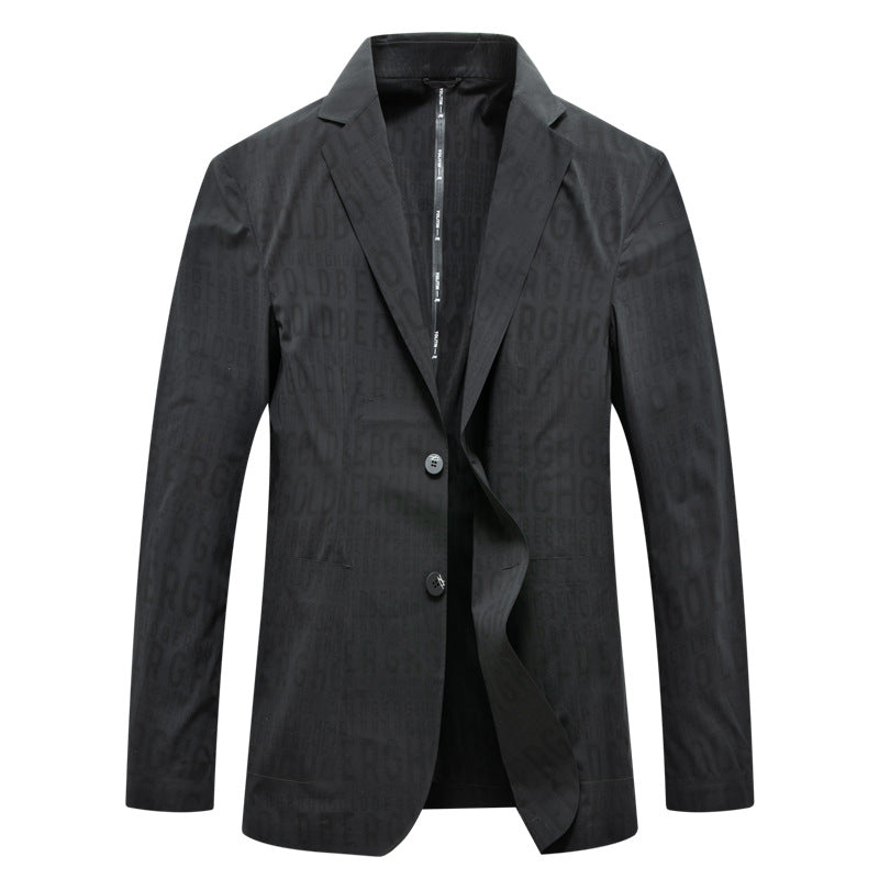 Men's Modern Slim-Fit Blazer with Subtle Logo-Jacquard and Light Inner Lining Chichicherry