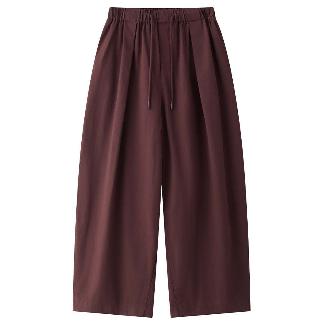 Women's Wide High-Waist Cargo-Harem Pants with Elastic Waistband and Large Patch Pockets Chichicherry