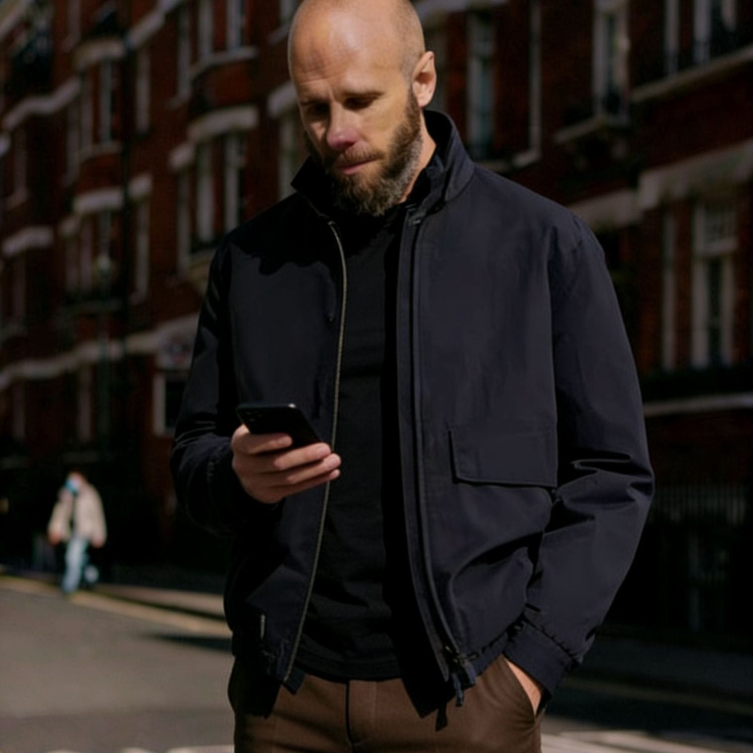 Men's Lightweight Utility Blouson Jacket with Shirt Collar and Applied Flap Pockets Chichicherry