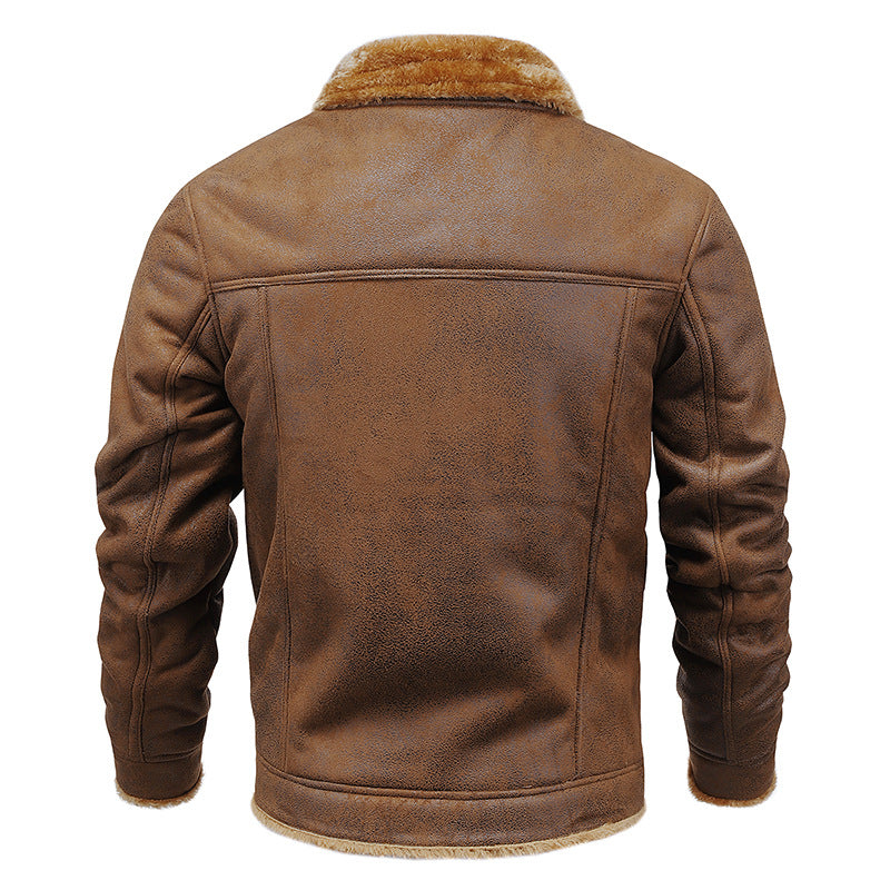 Men's pilot jacket made of synthetic leather with teddy fur lining and Chichicherry patch