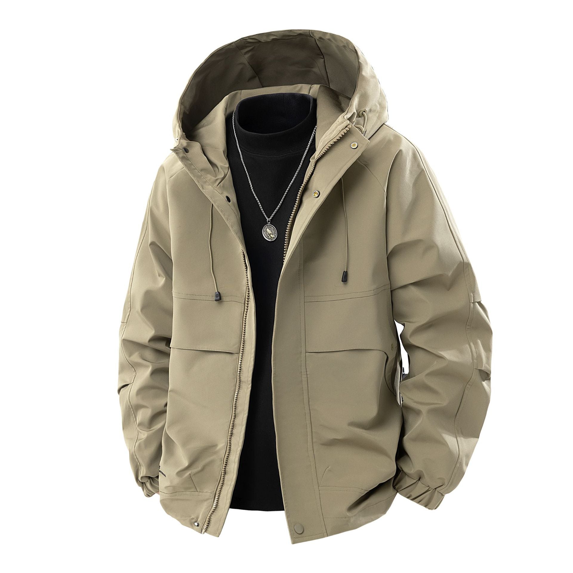 Men's Water-Repellent Urban Parka Jacket with Adjustable Hood and Multifunctional Pockets Chichicherry