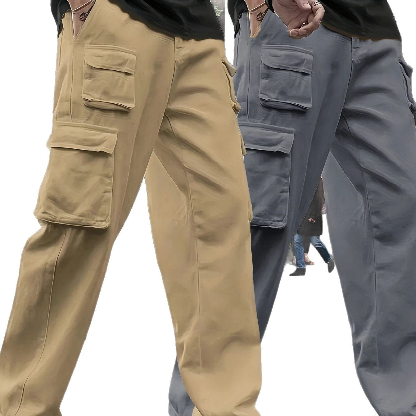 Men's Oversize Utility Cargo Pants with multiple patch pockets Chichicherry