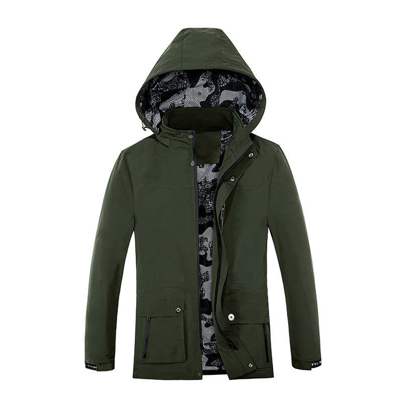 Men's Hooded Parka in Canvas Utility Style with Camouflage Lining Chichicherry